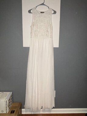 Verte White Beaded Bodice Gown